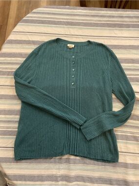 a.n.a Teal Ribbed Henley Crewneck Sweater — Size XL (Like New)